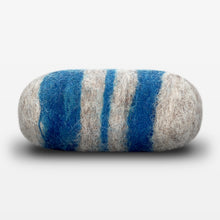 Load image into Gallery viewer, Bay Rum Striped Felted Soap Gray Side View
