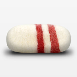 Cinnamon Oat Striped Felted Soap White Side View
