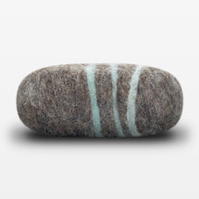 Load image into Gallery viewer, Lavender Sage Striped Felted Soap Brown Side View