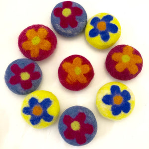 Circle of flowered felted soaps