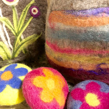 Load image into Gallery viewer, Flowered Felted Soaps with decorated wool tea cozies
