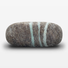 Load image into Gallery viewer, Lavender Sage Striped Felted Soap Brown Side View

