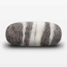 Load image into Gallery viewer, Lavender Striped Felted Soap Brown Side View
