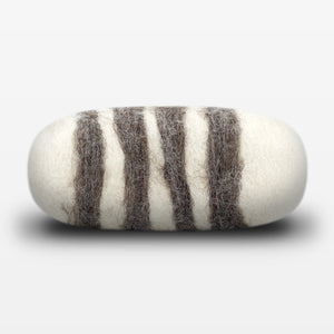 Lavender Striped Felted Soap White Side View
